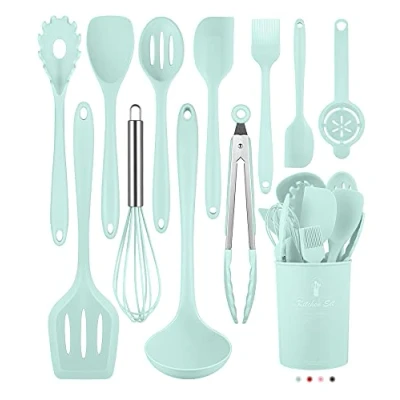 Image of Kitchen Utensils Set 12 Pieces Silicone Cooking (Dishwasher Safe) 392F Heat Resistant Spatula Set,Kitchen Utensil for Nonstick Cookware,Best Tools with Holder
