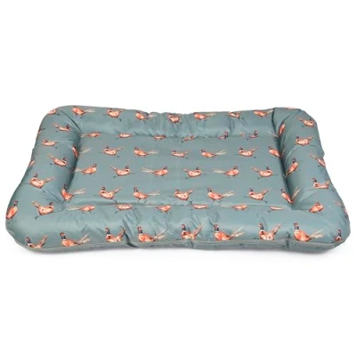 Image of House of Paws Water Resistant Green Pheasant Oval Mat for Indoor or Outdoor Muddy Resistant, Easy to Clean Medium