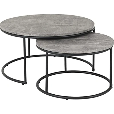 Image of Seconique Athens Round Coffee Table Set in Concrete Effect