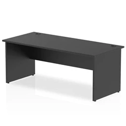 Image of Impulse 1000x800mm Straight Office Desk Black Top Panel End Leg