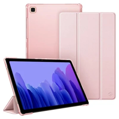 Image of FINTIE SlimShell Case for Samsung Galaxy Tab A7 10.4 Inch 2022/2020 Model (SM T500/T503/T505/T507/T509), Lightweight Stand Translucent Frosted Back Cover, Auto Wake/Sleep, Rose Gold