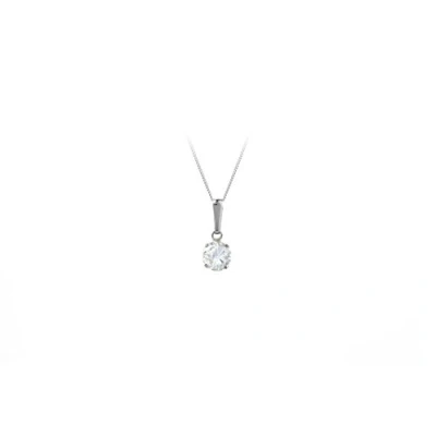 Image of Funkyrox 9ct white gold 6mm cubic zirconia CZ pendant and 16&quot; curb chain. Gift box