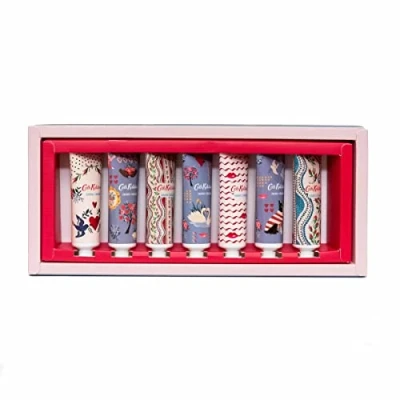 Image of Cath Kidston Hand Care Gift Set 7 Pocket Sized Cream Formulated With Shea butter And Green Tea Extract Vitamin E Vegan Friendly Travel Sizes 7x 30ml