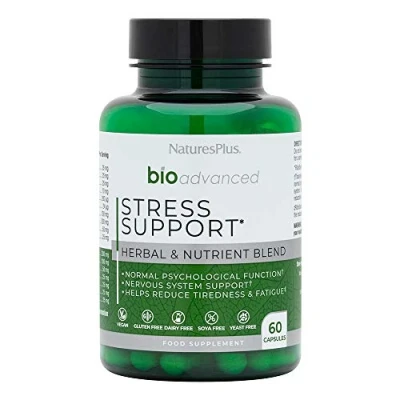 Image of NaturesPlus Bio Advanced Stress Support Lemon Balm, Ashwagandha, Rhodiola, Holy Basil, L Theanine, B Complex, Magnesium Gluten Free, Vegan 60 Capsules