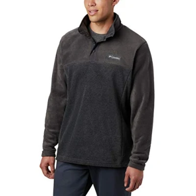 Image of Columbia Men&#039;s Steens Mountain Half Snap, Fleece Pull Over, Charcoal Heather/Shark, Size S