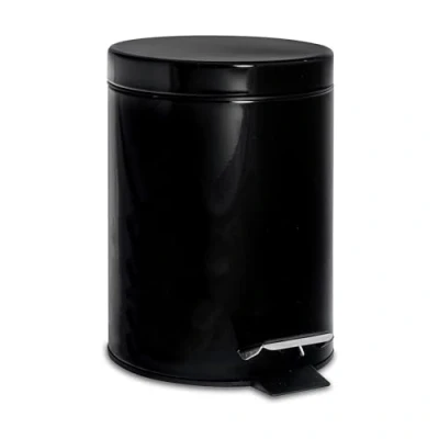 Image of Black 3L Round Stainless Steel Bathroom Pedal Bin By Harbour Housewares
