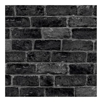 Image of Fresco House Brick Charcoal Wallpaper Paste The Paper Application Industrail Design Suitable for Any Room Feature or 4 Wall