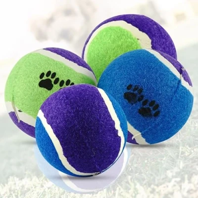 Image of HOVUK 4x Rubber Balls for Dogs, Small Dog Balls, Fetch Friendly Toys, Play with Vibrant Colors and Textures, Tennis Dogs
