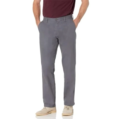 Image of Amazon Essentials Men&#039;s Classic Fit Wrinkle Resistant Flat Front Chino Trouser (Available in Big and Tall), Grey, 34W / 32L