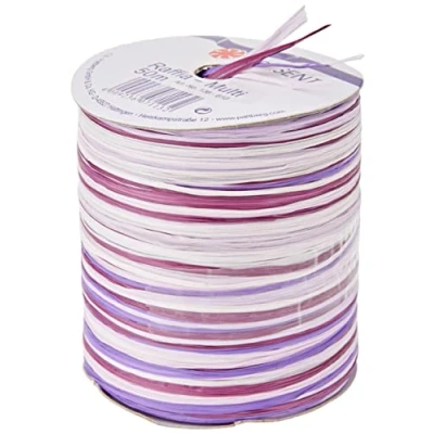 Image of C.E. Pattberg RAFFIA Multicolour lilac pink white Ribbon, 55 yards Gift Ribbon for Wrapping Presents, 5 Strand Gifts, Accessories Decorating and Handicrafts, every occasion