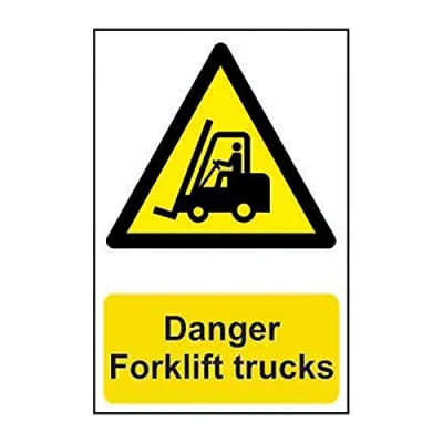 Image of Danger Forklift Trucks Safety Sign, Self Adhesive Semi Rigid PVC, 400mm x 600mm