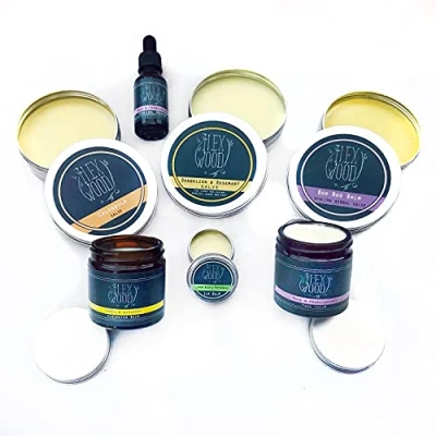 Image of The Ilex Wood Ultimate Plus 100% Natural Beauty Skin Care Gift Box. irritation, scrapes, bites, stings, rashes, itching, dry skin, eczema, chapped hands. Handmade in UK, Cruelty &amp; Plastic Free.