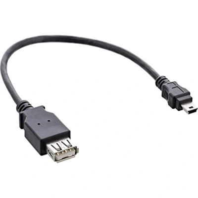Image of InLine® USB 2.0 0.2 m Mini B A Cable Data (Black), B; A; male/female, black, 480 Mbit/s
