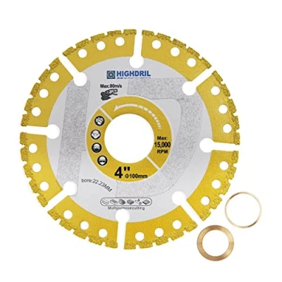 Image of HIGHDRIL Diamond Metal Cutting Disc 100mm/ 4inch Heavy Duty All Purpose for Rebar Sheet Angle Iron Stainless Steel Granite Marble