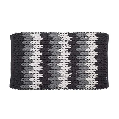 Image of Croydex Grey and White Super Soft Patterned Bathroom Mat with Slip Resistant Backing,Grey, Black White,1 x 50 80 cm