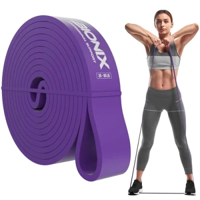 Image of ​​Bionix Pull Up Bands Resistance Rubber Exercise for Women, Thick Long Band Men, Fitness Crossfit Calisthenics Stretching, Elastic Gym Purple