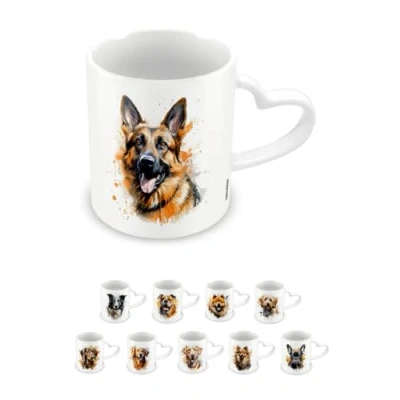 Image of Pyramid International, Love My Dog (German Shepherd), Heart Handle 11oz / 315ml Ceramic Mug, One Size