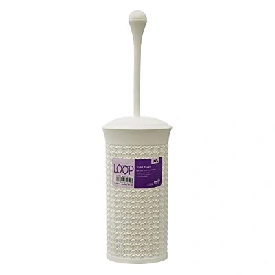Image of JVL Knit Design Loop Plastic Toilet Brush and Holder, Ivory 40cm x 12cm, One size