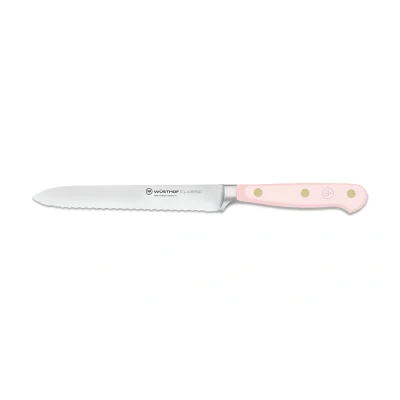Image of Wusthof Classic Pink Himalayan Salt Sausage Knife with Serrated Edge 14 cm