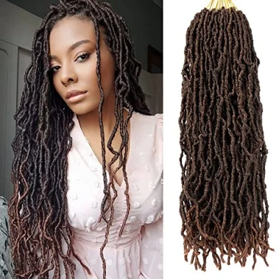 Image of 3 Packs Faux Locs Crochet Hair 24 Inch, Nu Hair, Wavy Short Braids Dreadlocks (20 Roots/Pack) #T1B/30