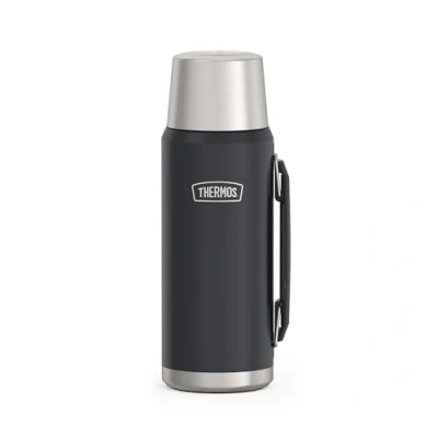 Image of Thermos Icon Beverage Bottle 1.20 L, Grey/Graphite Matt, Flask 1200 ml, Insulated with Drinking Cup, Handle, 24 Hours Hot / Cold, Dishwasher Safe, Completely