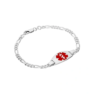 Image of jewellerybox Sterling Silver Mens 8 Inch Medical Alert ID Bracelet with Large Oval Plate