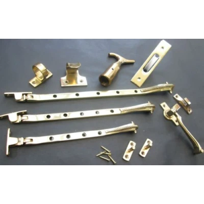 Image of IRONMONGERY WORLD® Georgian Rope Design Solid Polished Brass Vintage Old English Style Window Fittings Casement Stay Handles (SASH Eye)
