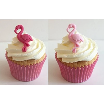 Image of Holly Cupcakes 6 Mixed Sugar Flamingos Gorgeous, edible &amp; handmade with love in the UK!