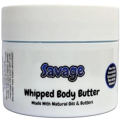Image of Savage Whipped Body Butter 150g Natural Oils and Butters Aftershave Scent Vegan Friendly Puddle of Wax Made in the UK