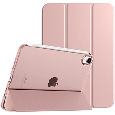 Image of TiMOVO Case for iPad Mini 7 A17 Pro 8.3 inch 2024, 6th Generation Case, Slim Translucent Hard Back Folio Cover Support Touch ID &amp; Apple Pencil Charging, Auto Wake/Sleep, Rose Gold