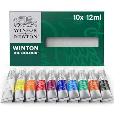 Image of Winsor &amp; Newton Winton Oil Paint Set, 10 Colours in 12 ml Tubes, Pigments for Artists