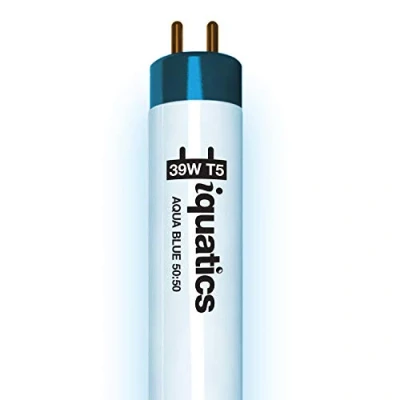 Image of iQuatics Aquarium Fish Tank Fluorescent Light Bulb T5, Aqua Blue 50:50, 39w 850mm 34&quot;