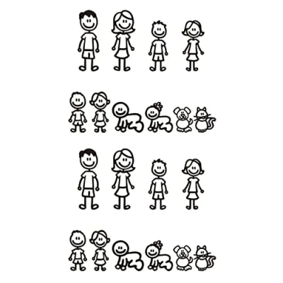 Image of Fegtrty 20 Piece Car Sticker Family with Pet Lucky Stickers for Window (Black)