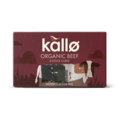 Image of Kallo Organic Beef Stock Cubes, Gluten &amp; lactose Free, Coeliac Friendly, No Artificial Colours, Flavours or Preservatives, Premium for Broth, Soups, Sauces Gravies, 96 Pack 12 x 88g