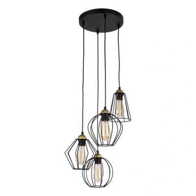Image of Galaxy Wire Frame Cluster Pendant Ceiling Light Black, Brass 4xE27