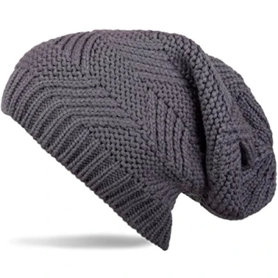 Image of styleBREAKER Classic Warm Unisex Long Beanie Knit hat with Structured Pattern 04024017, Colour:Grey