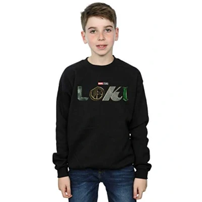 Image of Marvel Boys Loki Logo Sweatshirt Black 12 13 Years