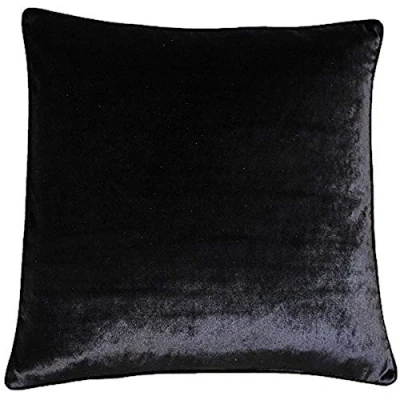 Image of Riva Paoletti Luxe Velvet Polyester Filled Cushion Black Soft Feel Fabric Reversible Hidden Zip Closure Machine Washable 100% Case 55 x 55cm (22&quot; 22&quot; inches)