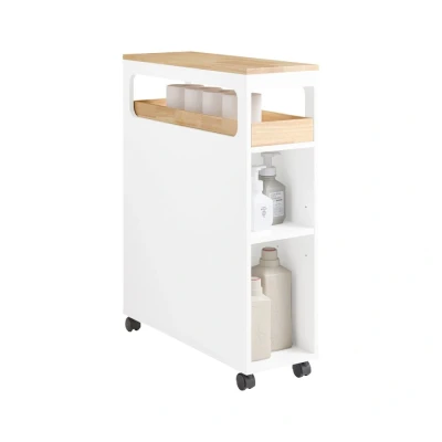 Image of Movable Bathroom Cabinet Toilet Paper Roll Holder,BZR54 II WN Sobuy