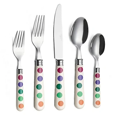 Image of Annova Cutler Set Stainless Steel with Color Handle (Polka Dots, 20 Pieces)