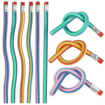 Image of THE TWIDDLERS 140 Magic Flexible Bendy Pencils for Children School Supplies Colourful Kids Party Favours Bag Fillers, Stationery Gift Set Classroom Prizes