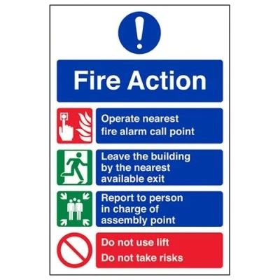 Image of V Safety General Fire Action Prohibition/Do Not Use Lift Notice Sign 200mm x 300mm 1mm Rigid Plastic
