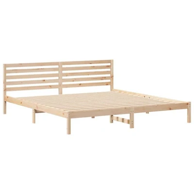 Image of vidaXL with Headboard Brown 180 x 210 cm Solid pine wood