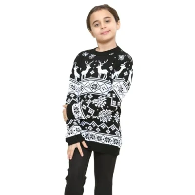 Image of Hamishkane® Kids Christmas Jumpers, Knitted Xmas Snowflake Jumper for Boys, Crew Neck Unisex Sweater Top, Pullover Long Sleeves Reindeer Girls