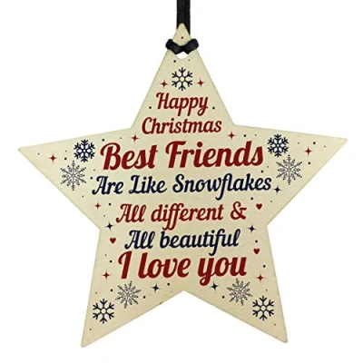 Image of RED OCEAN For Best Friend Wooden Bauble Tree Decoration Friendship Gift Keepsake