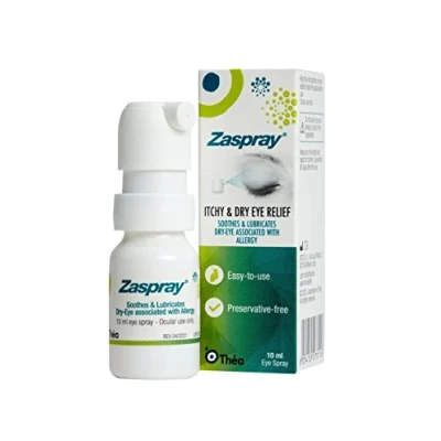 Image of Zaspray Dry Eye Relief Spray for Irritated Itchy and Red Eyes Soothes Hydrates Due to Allergy Preservative Free Formula Easy Use 10ml Bottle