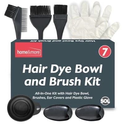 Image of 7pcs Hair Dye Bowl and Brush Kit Includes Tinting Bowl, Brush, Ear Cover, Gloves Highlighting for DIY Salon Set Highlights