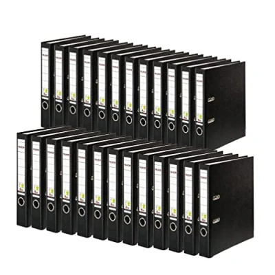 Image of Exacompta Ref 09984170007F FALKEN Vegan PP Lever Arch Files Suitable for A4 Documents, 50mm Spine, Spine Label, Metal Finger Hole Black (Pack of 25)