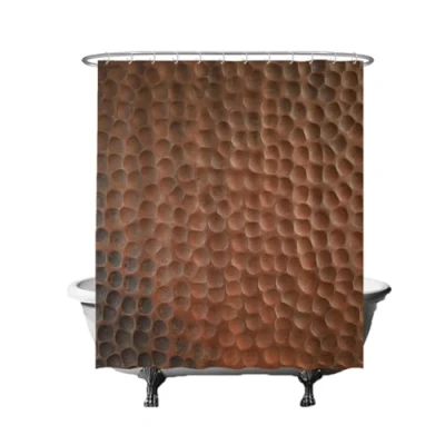 Image of Ulticool Shower Curtain Industrial Metal Copper 180 x 200 cm Bathroom Washable Mould proof with 12 Rings White Brown