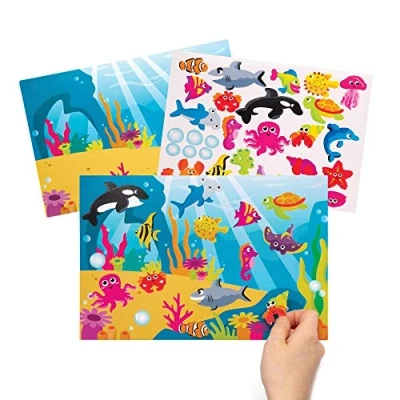 Image of Baker Ross AW379 Sealife Sticker Scenes (Pack of 4)